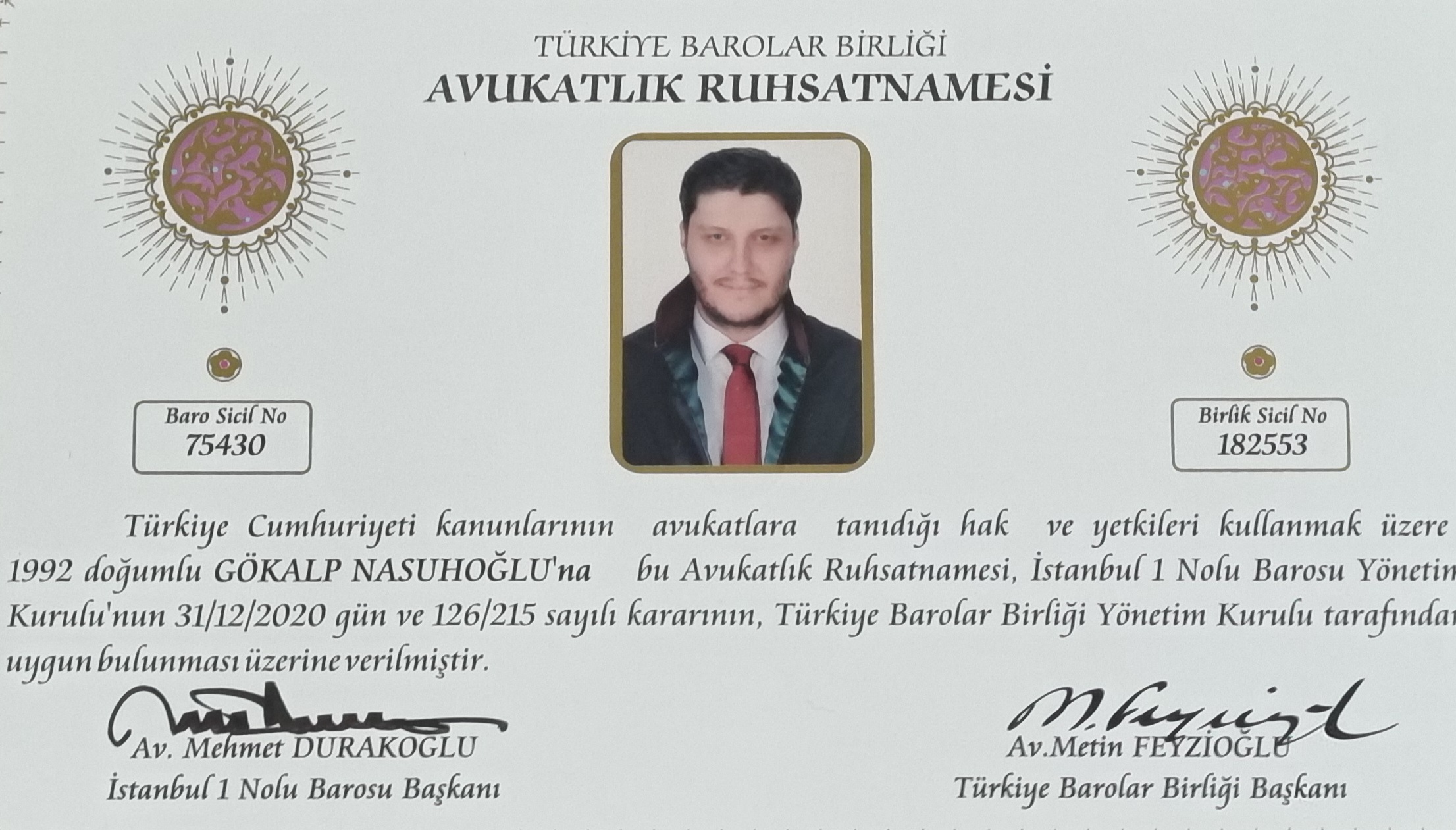 Avukatlık Ruhsatnamesi